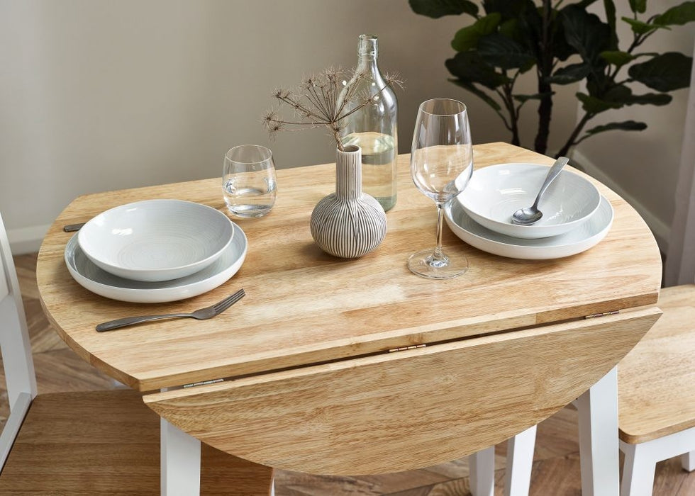 Linwood White Painted 2 Seater Drop Leaf Extending Dining Table