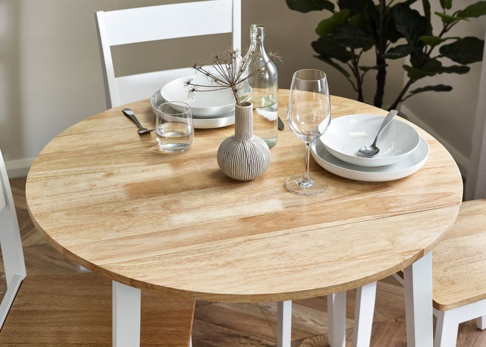Linwood White Painted 2 Seater Drop Leaf Extending Dining Table