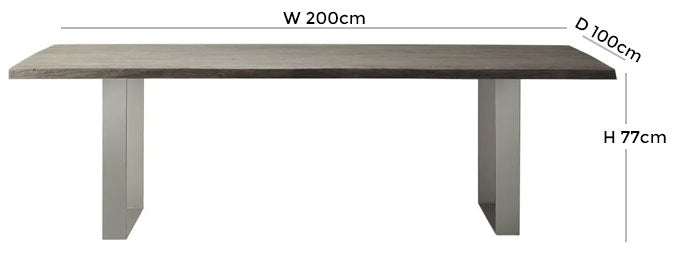 Huntington 200cm Grey Acacia Wood Dining Table