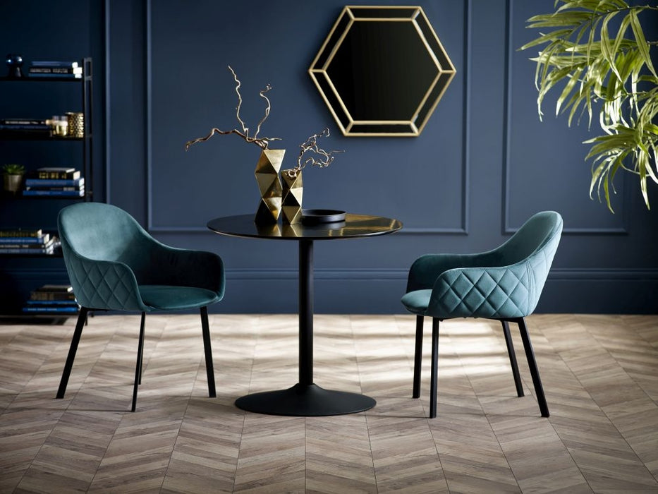 Nero Black Round Dining Table - 2 Seater