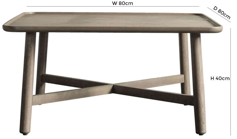Kingham Grey Oak 80cm Square Coffee Table