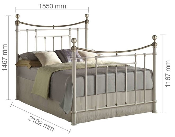 Bronte Cream Metal 5ft King Size Bed