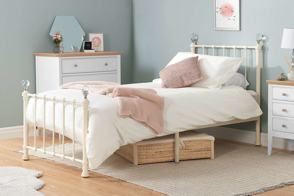 Jessica Cream 3ft Single Metal Bed Frame