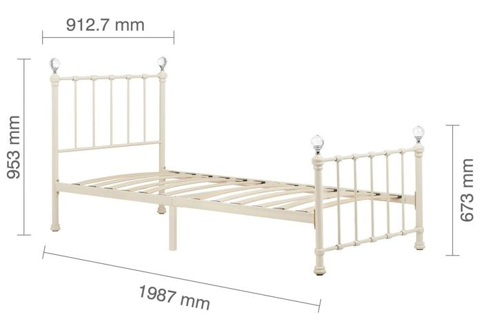 Jessica Cream 3ft Single Metal Bed Frame