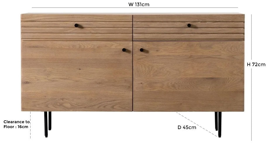 Okayama Japandi Style Oak Large Sideboard - 2 Doors