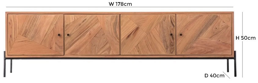 Oklahoma Acacia Wood 4 Door TV Media Unit