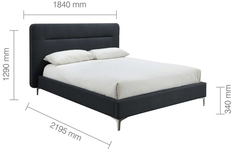 Finn Charcoal Fabric 5ft King Size Bed