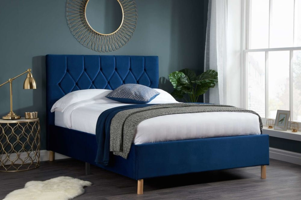 Loxley Blue Fabric 5ft King Size Bed