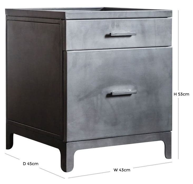 Ottinge Grey Metal Side Table - 2 Drawers