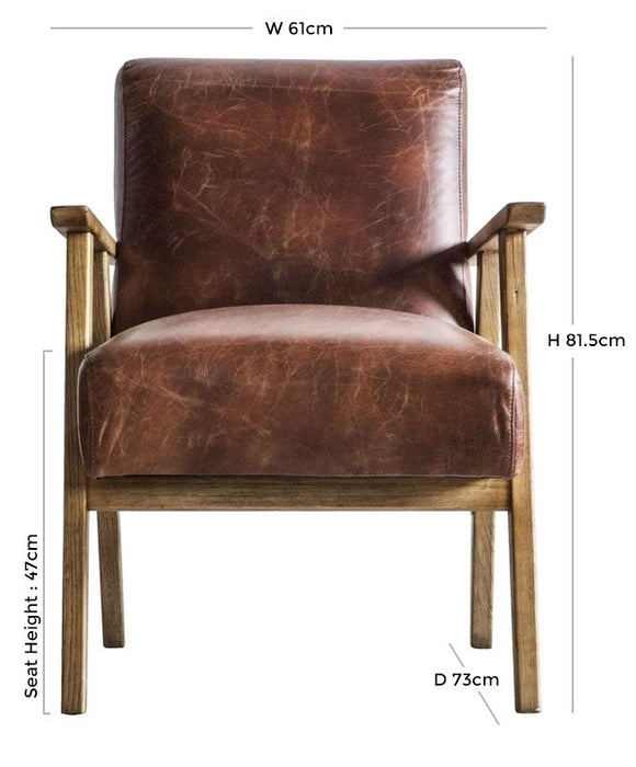 Neyland Vintage Brown Leather Armchair