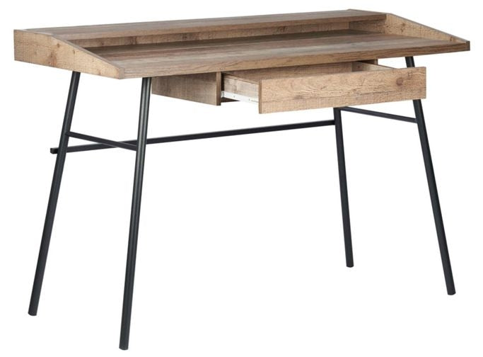 Urban Rustic Wood Effect Industrial Style 1 Drawer Office Desk