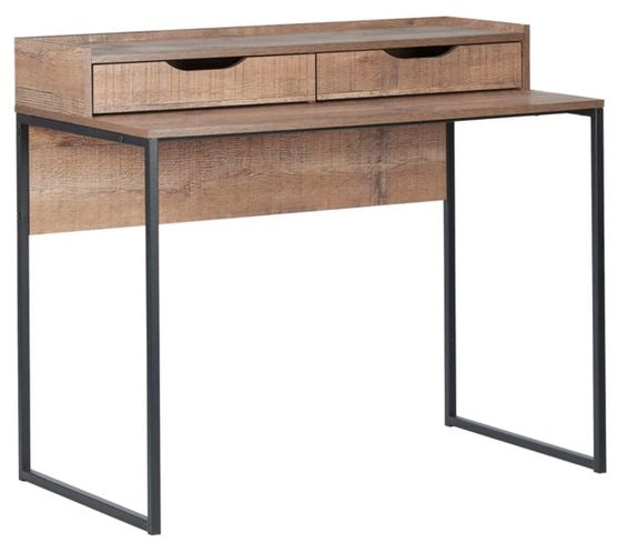 Urban Rustic Wood Effect Industrial Style 2 Drawer Office Desk