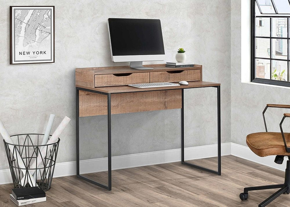 Urban Rustic Wood Effect Industrial Style 2 Drawer Office Desk