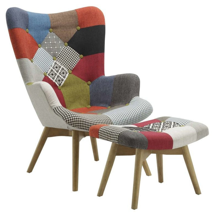 Sloane Multi Coloured Patchwork Fabric Armchair