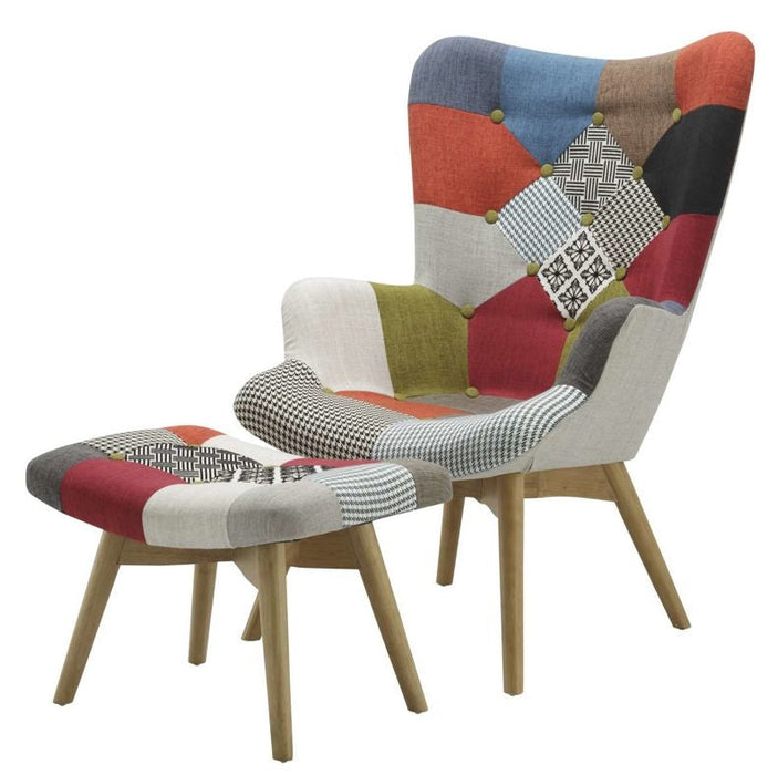 Sloane Multi Coloured Patchwork Fabric Armchair
