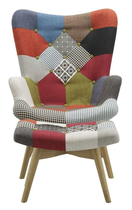 Sloane Multi Coloured Patchwork Fabric Armchair