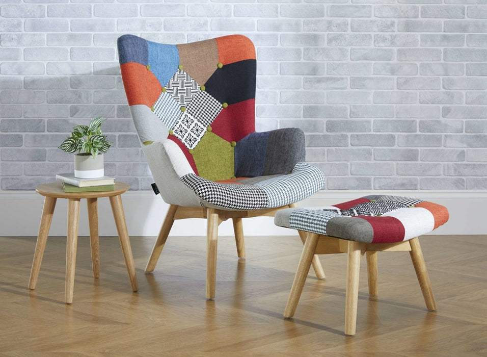 Sloane Multi Coloured Patchwork Fabric Armchair