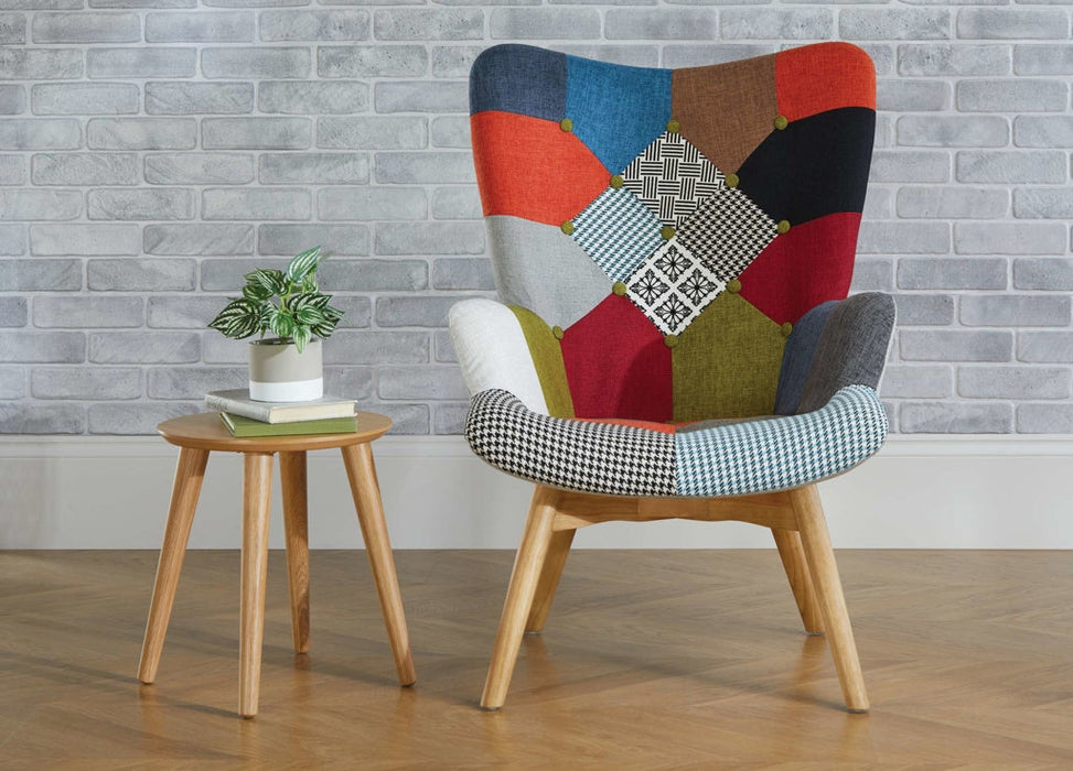 Sloane Multi Coloured Patchwork Fabric Armchair