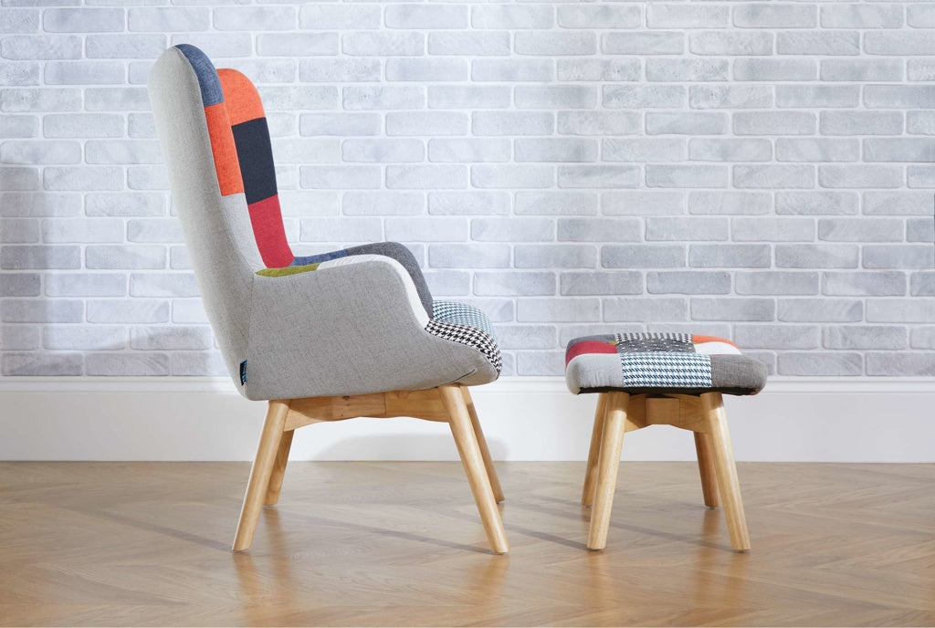 Sloane Multi Coloured Patchwork Fabric Armchair