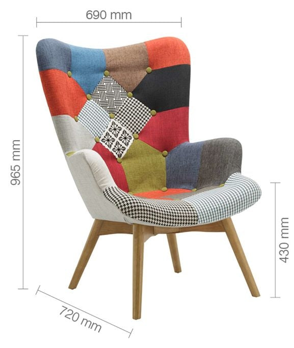 Sloane Multi Coloured Patchwork Fabric Armchair