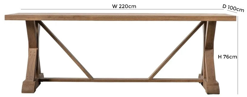 Ashbourne 220cm Mango Wood Large Dining Table