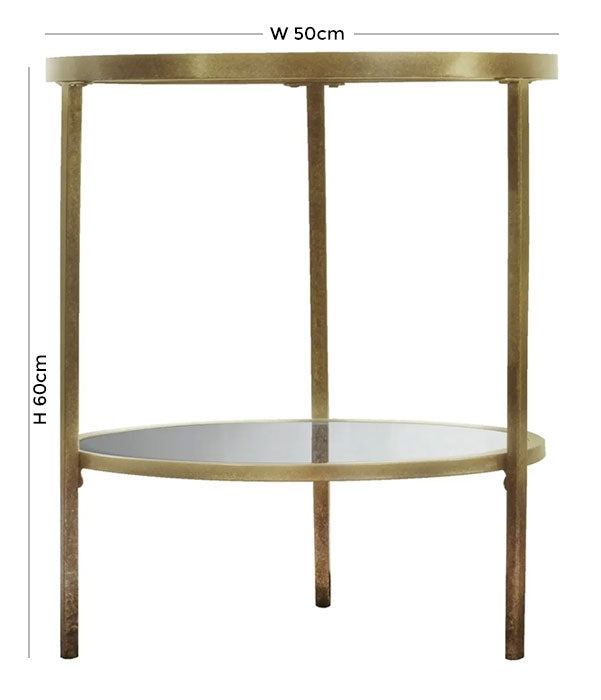 Dundee Glass and Champagne Trim Side Table