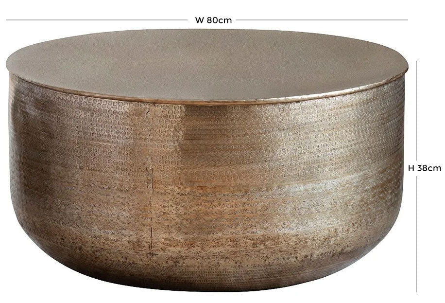 Ashta Brass Drum Round Coffee Table