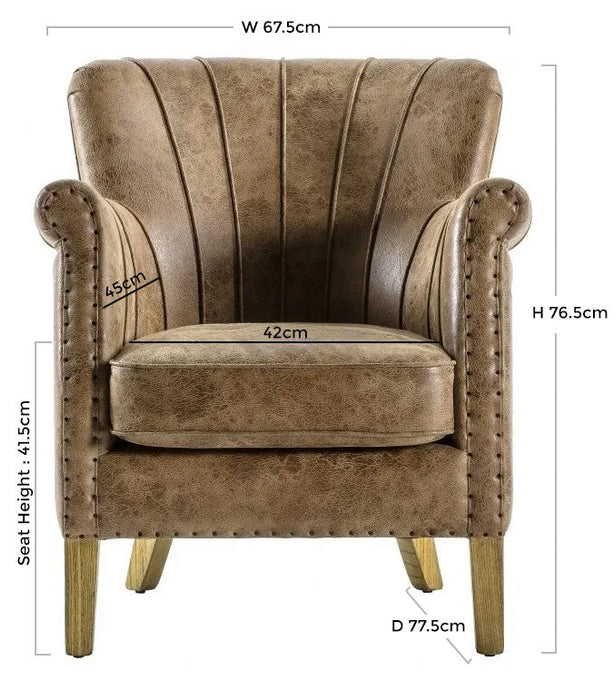 Hickman Brown Leather Armchair