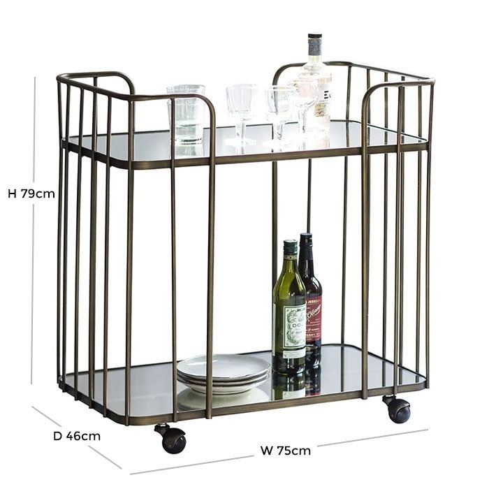 Verna Glass and Bronze Drinks Trolley