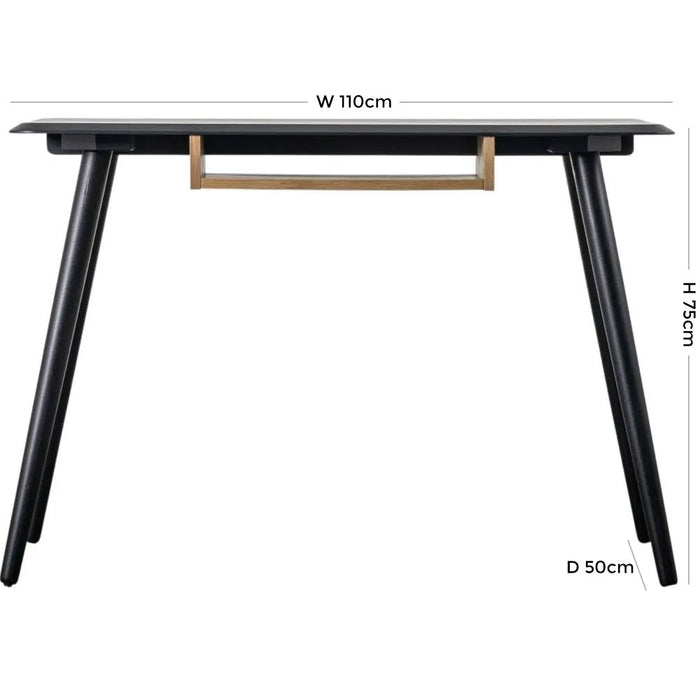 Maddox Black Writing Desk with Shelf