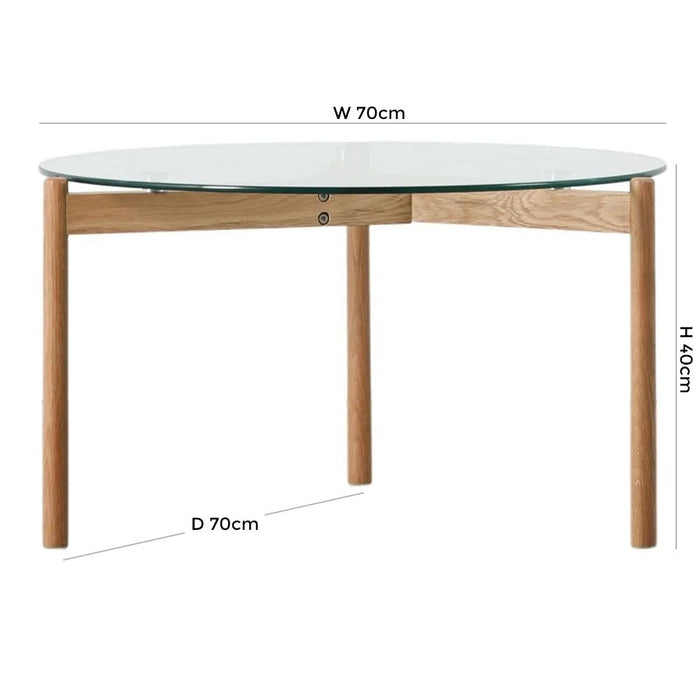 Moran Natural Oak and Glass 70cm Round Coffee Table