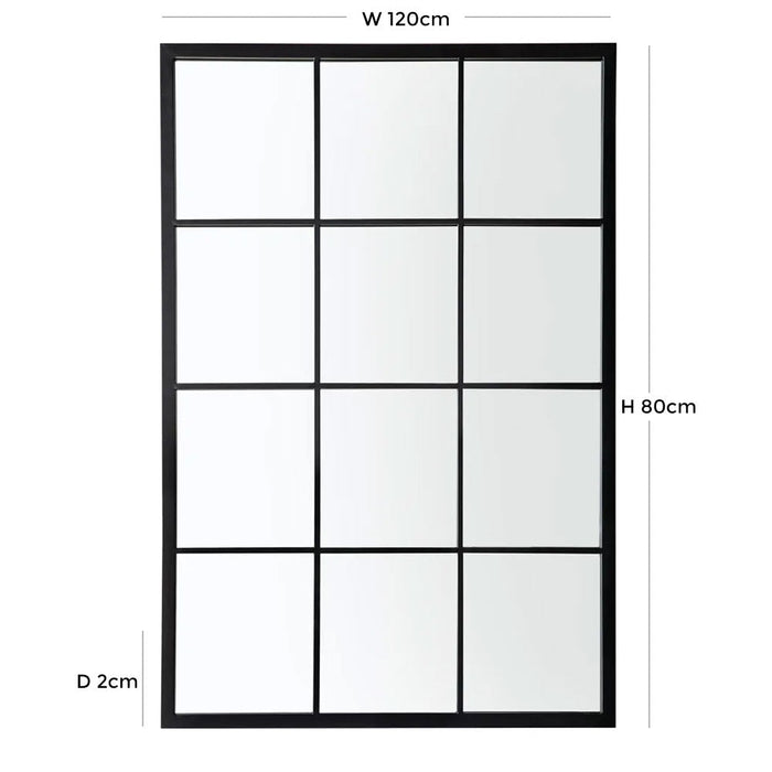 Darland Outdoor Black Window Mirror - 120cm x 80cm