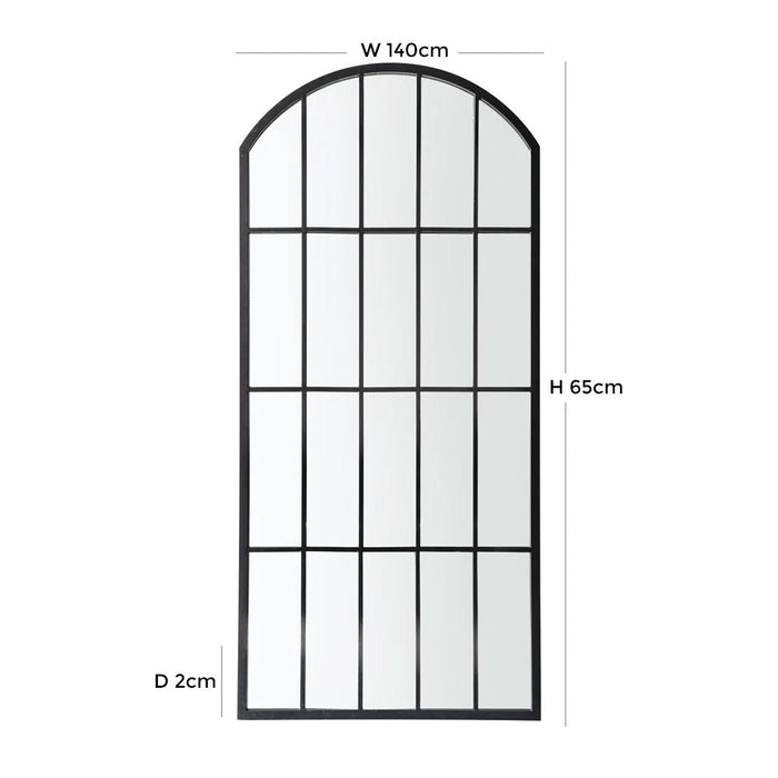 Kemsley Outdoor Black Window Mirror - 140cm x65cm