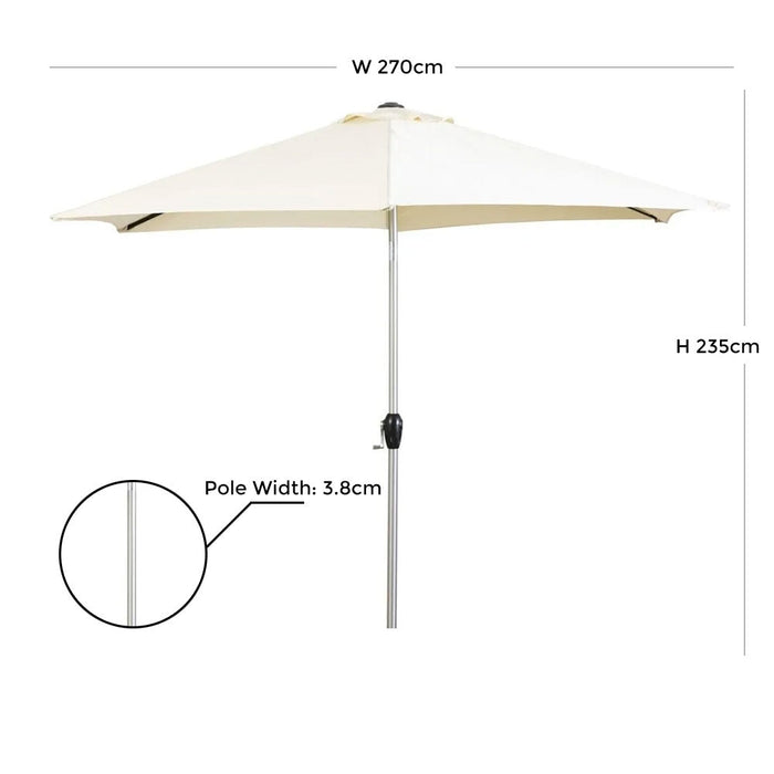 Vazzano Cream 270cm Tilting Parasol Crank