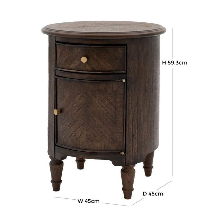 Madison Dark Coffee Wooden Drum Side Table