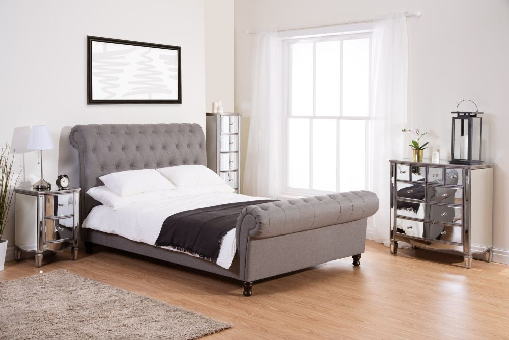 Elysee Mirrored 2 Drawer Narrow Bedside