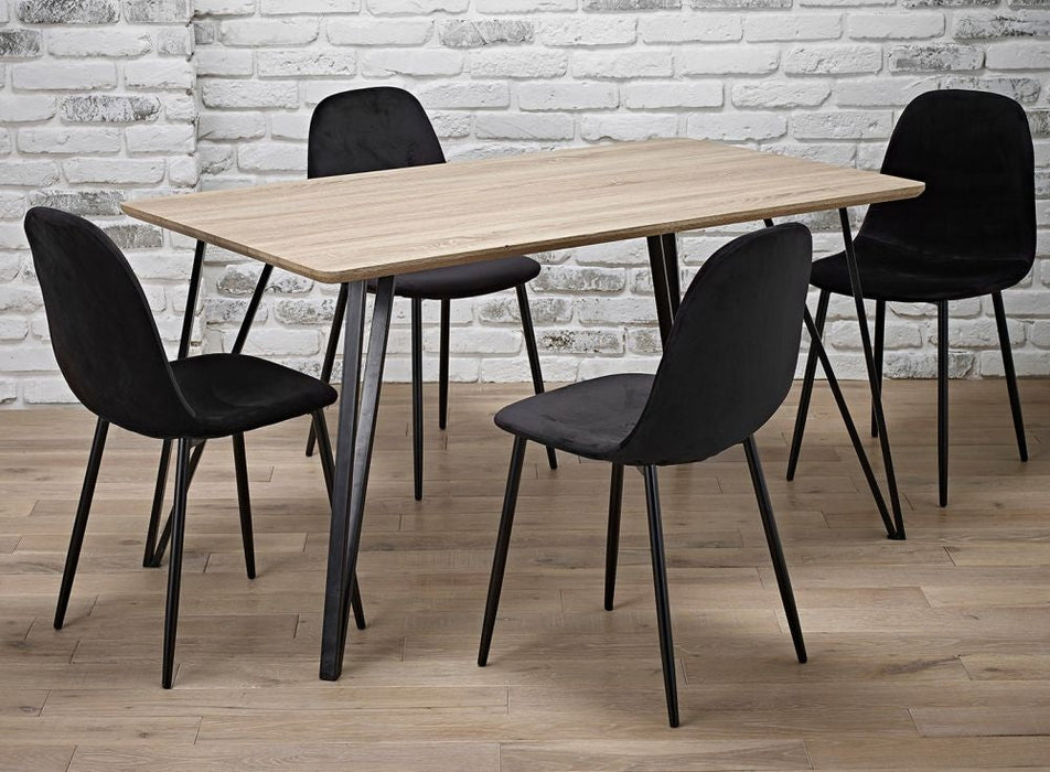 Genoa Oak 140cm Dining Set with Black Hairpin Leg