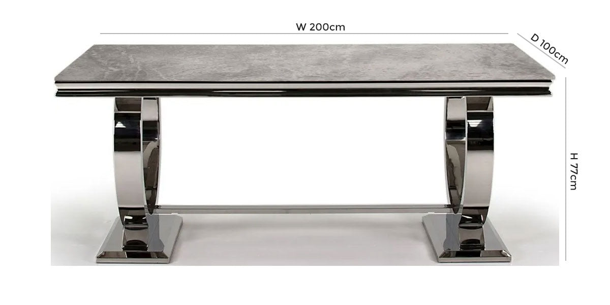 Vida Living Arianna 200cm Grey Dining Table - 8 Seater