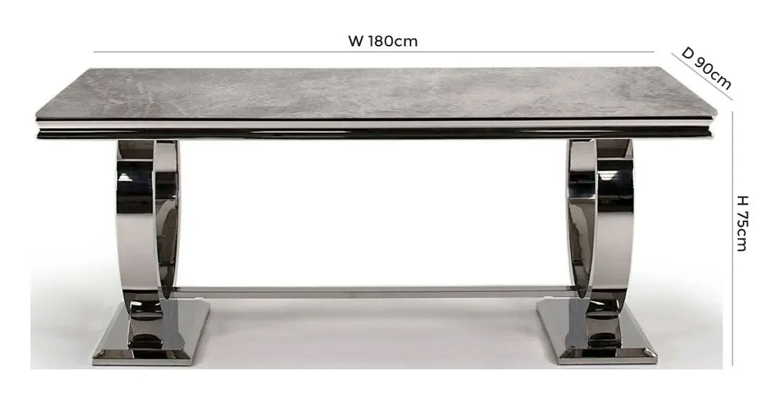 Vida Living Arianna 180cm Grey Dining Table - 6 Seater