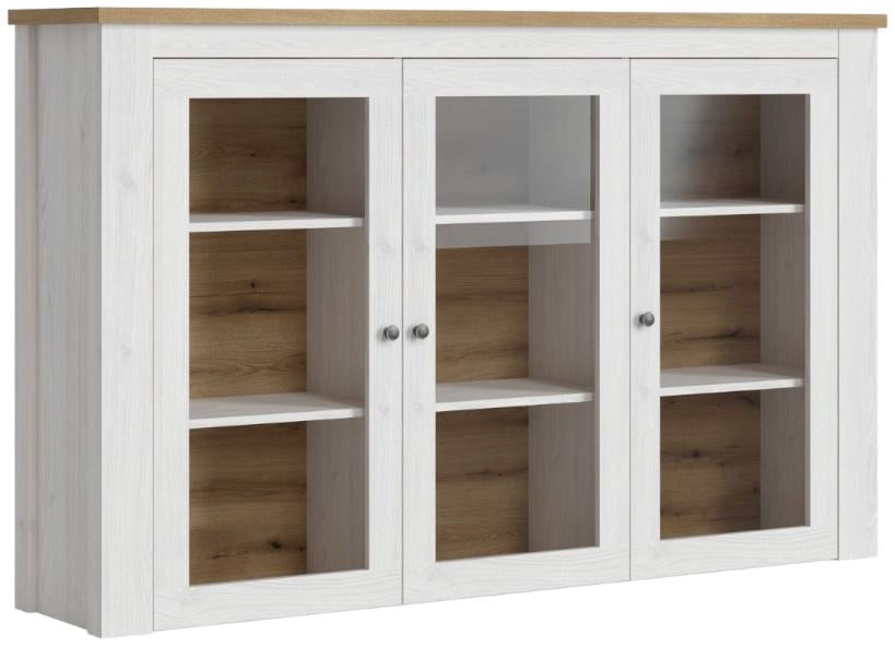 Celesto White and Oak 5 Door 2 Drawer Display Cabinet