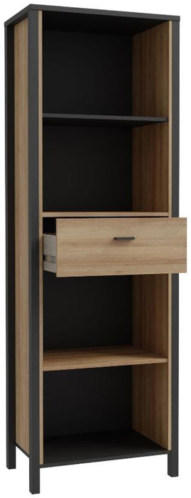 High Rock Matt Black and Riviera Oak 1 Drawer Shelf Unit