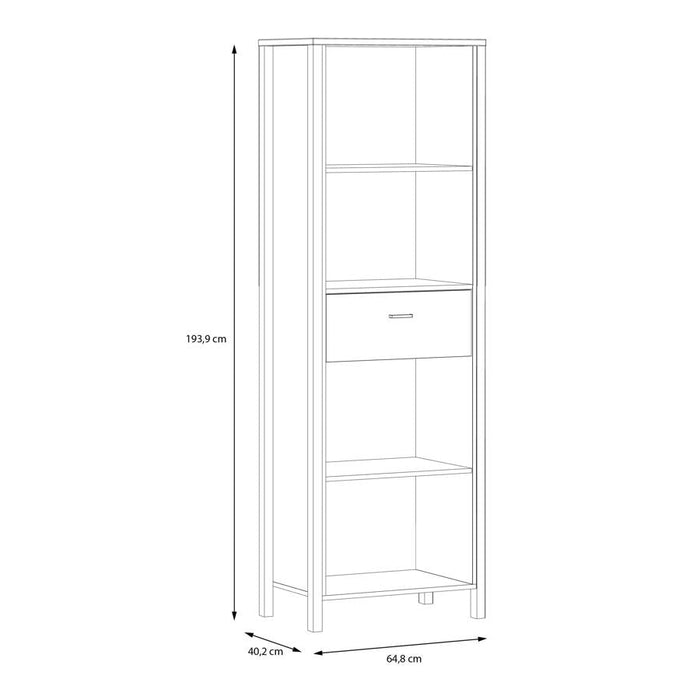 High Rock Matt Black and Riviera Oak 1 Drawer Shelf Unit