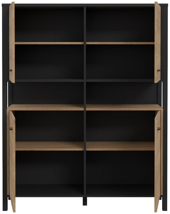 High Rock Matt Black and Riviera Oak 4 Door Storage Cabinet