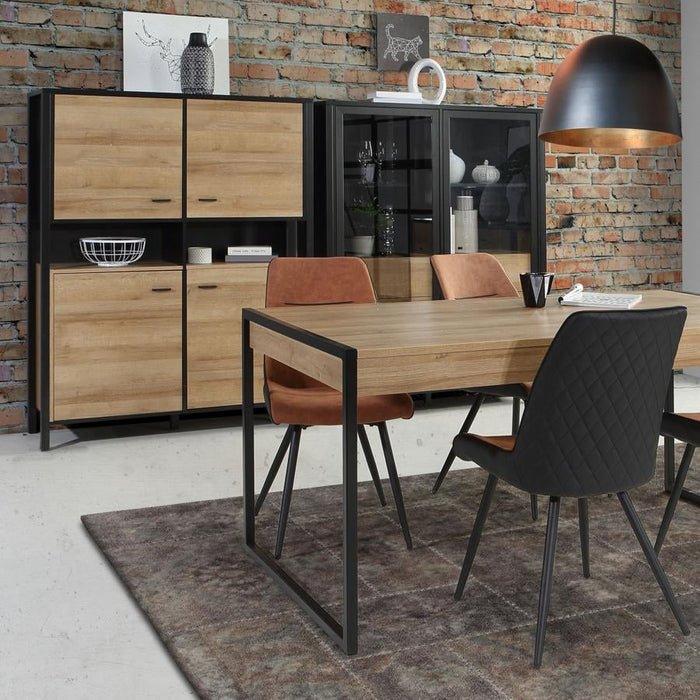 High Rock Matt Black and Riviera Oak 4 Door Storage Cabinet
