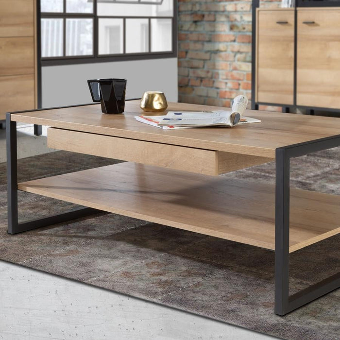 High Rock Matt Black and Riviera Oak Coffee Table