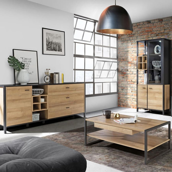 High Rock Matt Black and Riviera Oak Coffee Table