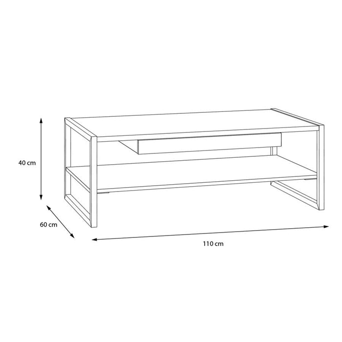 High Rock Matt Black and Riviera Oak Coffee Table