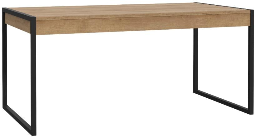 High Rock Matt Black and Riviera Oak Dining Table - 6 Seater