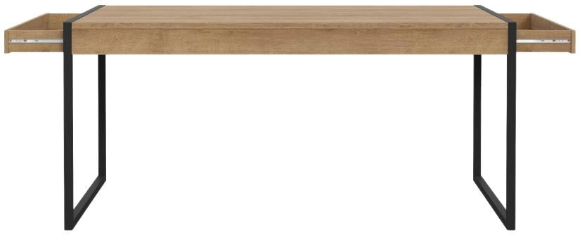High Rock Matt Black and Riviera Oak Dining Table - 6 Seater