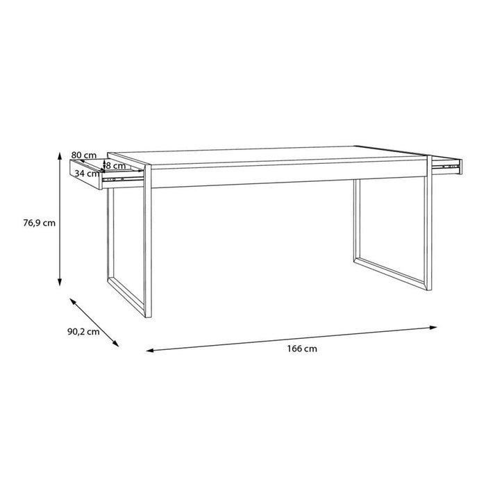 High Rock Matt Black and Riviera Oak Dining Table - 6 Seater